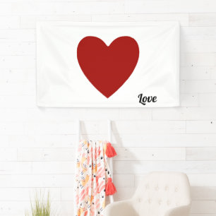Lona Diseño de amor rojo cardíaco