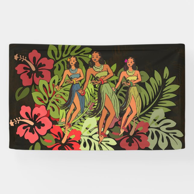 Lona Diseño de arte Hawaii Aloha Palm Hula (Horizontal)