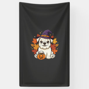 Lona Diseño de calabaza de Halloween de Bulldog lindo_1
