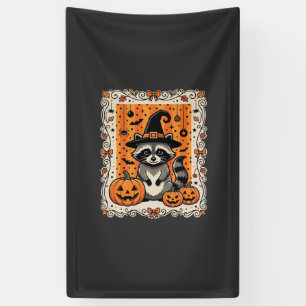 Lona Diseño de calabaza de Halloween de mapache espeluz