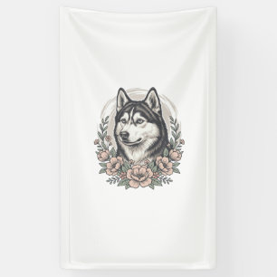 Lona Diseño de camisa de retrato floral Husky Vintage_1