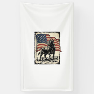 Lona Diseño de camisa western de bandera americana toro