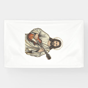 Lona Diseño de camiseta con grabado de guitarrista sagr