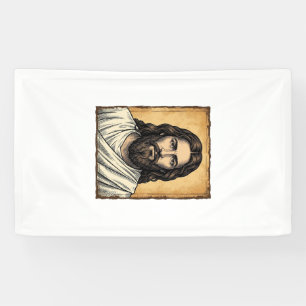 Lona Diseño de camiseta con retrato religioso grabado v