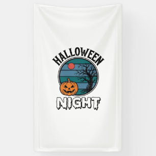 Lona Diseño de camiseta de árbol de calabaza de noche d