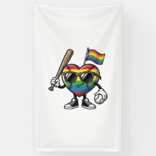 Lona Diseño de camiseta de béisbol Vintage Rainbow Hear