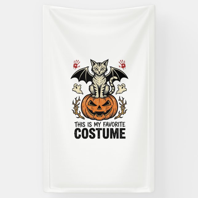 Lona Diseño de camiseta de disfraz de gato de calabaza  (Vertical)
