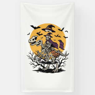 Lona Diseño de camiseta de Halloween de dinosaurio esqu