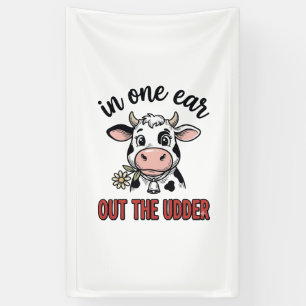 Lona Diseño de camiseta de vaca divertida con una oreja