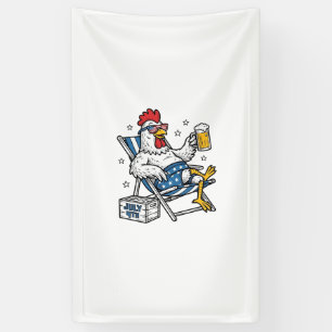 Lona Diseño de camiseta patriótica de cerveza de pollo
