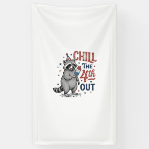 Lona Diseño de camiseta patriótica de mapache Relájate
