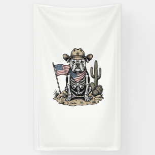 Lona Diseño de camiseta patriótica de perro esqueleto v