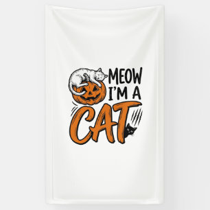 Lona Diseño de camiseta tipográfica de gato de calabaza