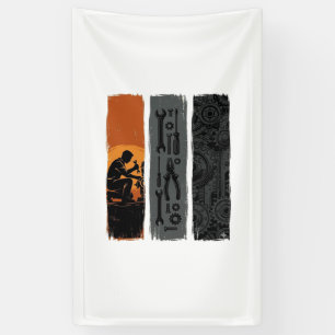 Lona Diseño de camiseta tríptico de herramientas de mec