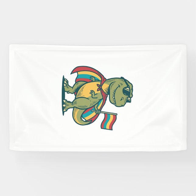 Lona Diseño de camiseta vectorial de dinosaurio orgullo (Horizontal)