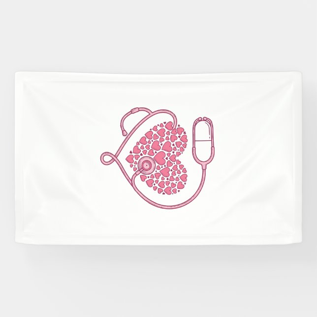 Lona Diseño de camiseta vectorial de estetoscopio de co (Horizontal)