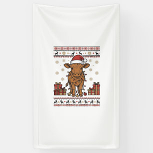 Lona Diseño de camiseta vectorial de vaca de Navidad vi