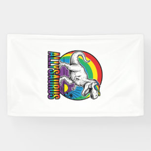 Lona Diseño de camiseta vintage de dinosaurio arcoíris