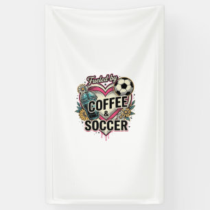 Lona Diseño de camiseta vintage de fútbol y café_1