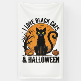 Lona Diseño de camiseta vintage de Halloween Gatos negr