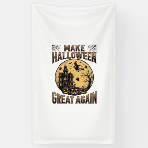 Lona Diseño de Casa Embrujada de Halloween Vintage Geni
