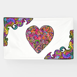 LONA DISEÑO DE CORAZONES HIPPIE