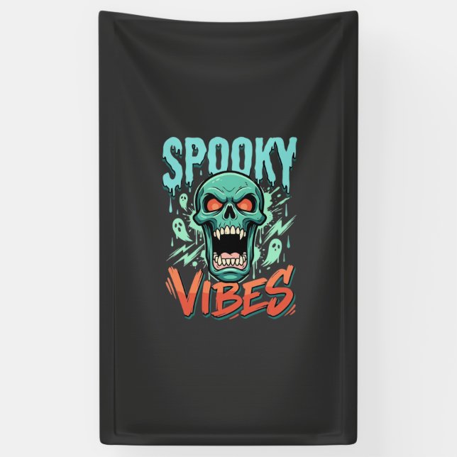 Lona Diseño de cráneo de fantasma de Halloween Vibracio (Vertical)