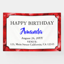Diseño de cristal abstracto rojo Cumpleaños texto 