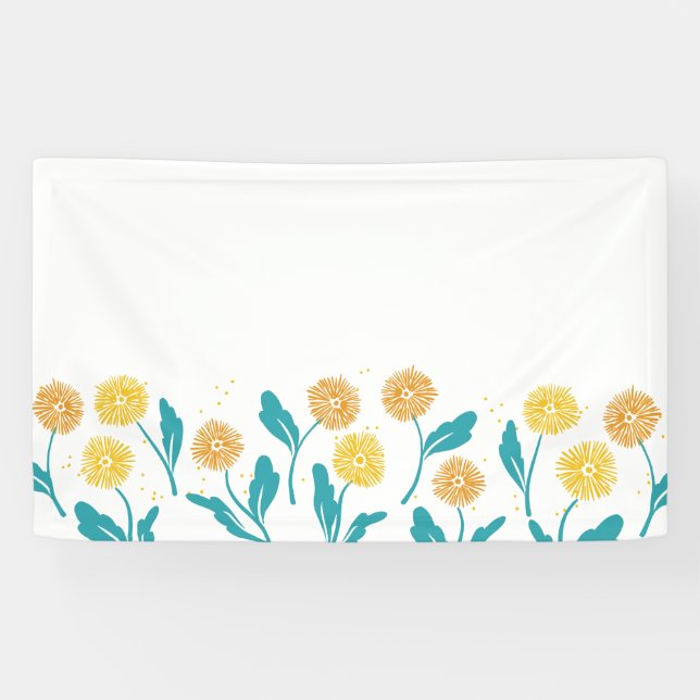 Lona Diseño de flores y hojas de Dandelion (Horizontal)