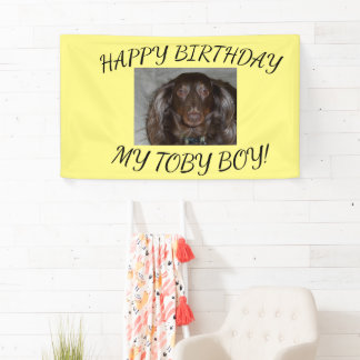 Lona Diseño de foto curva amarilla de cumpleaños de mas