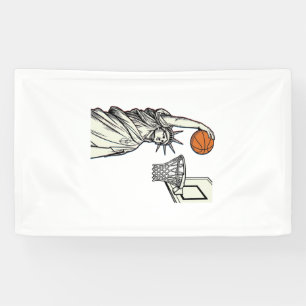 Lona Diseño de grabado vintage de clavada de baloncesto