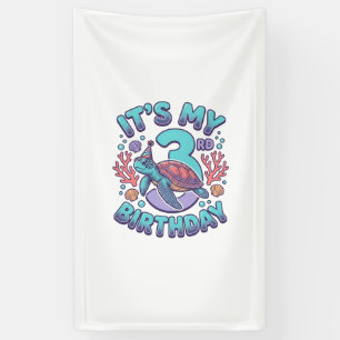 Lona Diseño de grabado vintage de tortuga para cumpleañ