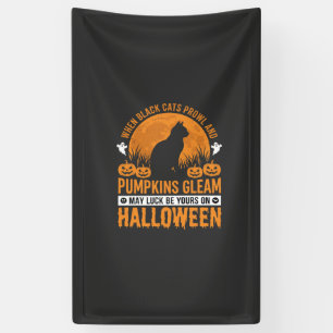 Lona Diseño de Luna de Calabaza de Gato Negro de Hallow