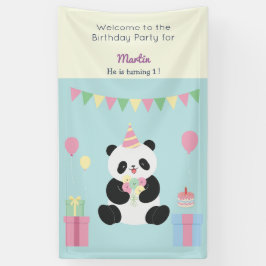 Lona Diseño de Panda dulce rosa y de menta