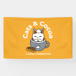 Lona Diseño de tazas navideñas con acogedoras galletita