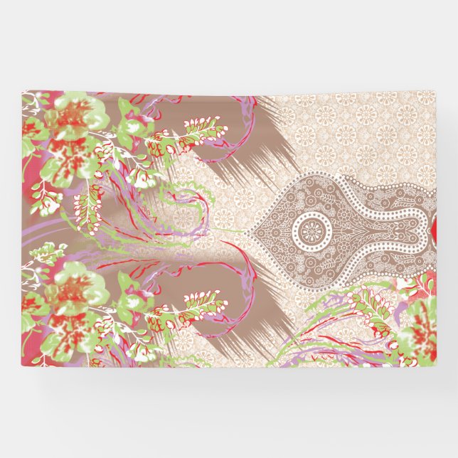 Lona diseño de un jarrón rojo con flores en él (Horizontal)