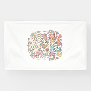 Lona Diseño de vector adorable de unicornios de paz y a
