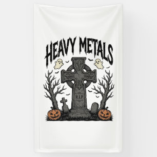 Lona Diseño de vector cementerio de Halloween de metale