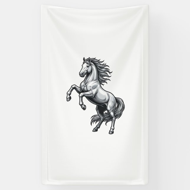 Lona Diseño de vector de caballo encabritado de grabado (Vertical)