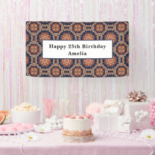 Lona Diseño decorativo de Flores y Estrellas Cumpleaños