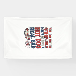 Lona Diseño divertido de camiseta patriótica de hot dog