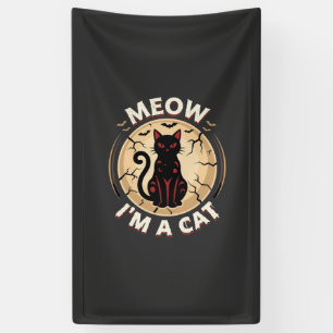 Lona Diseño gráfico de gato Meow Halloween_1
