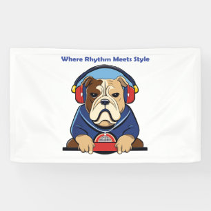Lona Diseño gráfico inspirado en la música y el perro