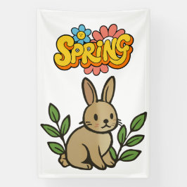 Lona Diseño Gráfico Retro de Conejo de Primavera de los