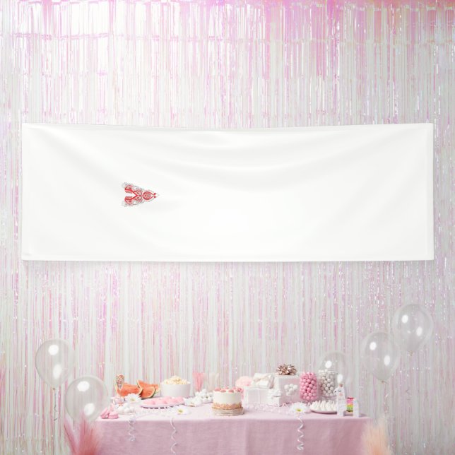 Lona Diseño gráfico rojo con arte de línea intrincada (Fiesta)