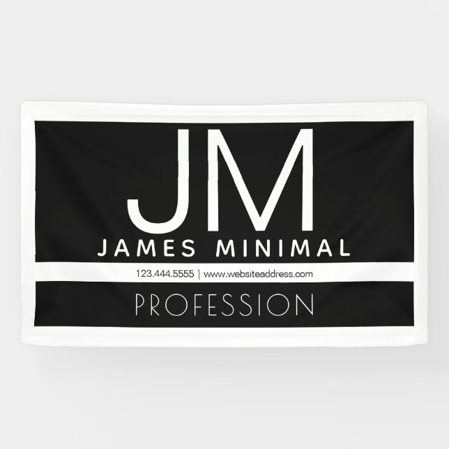 Lona Diseño minimo profesional moderno | Blanco y negro (Horizontal)
