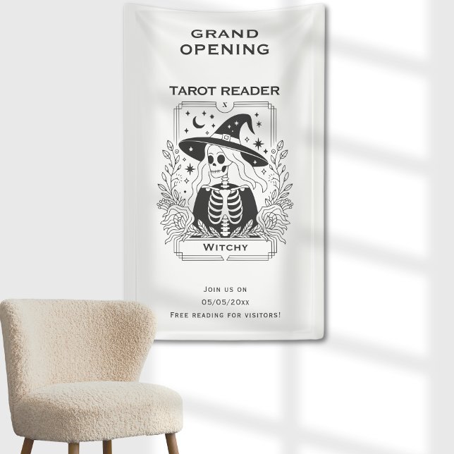 Lona Diseño místico gótico de Tarot en blanco y negro (Subido por el creador)