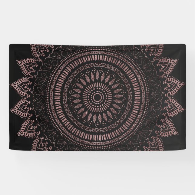 Lona Diseño moderno de mandala de oro de rosa tribal (Horizontal)