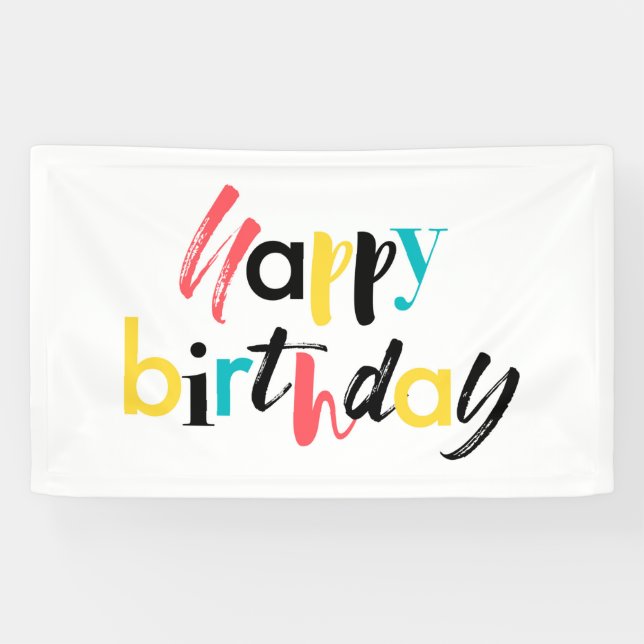 Lona Diseño moderno y alegre de "Feliz Cumpleaños" (Horizontal)
