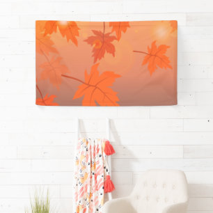 Lona Diseño otoñal con hojas de arce y efecto bokeh